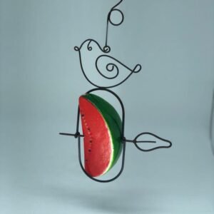 Comedouro Frutas em Ferro com Pássaro
